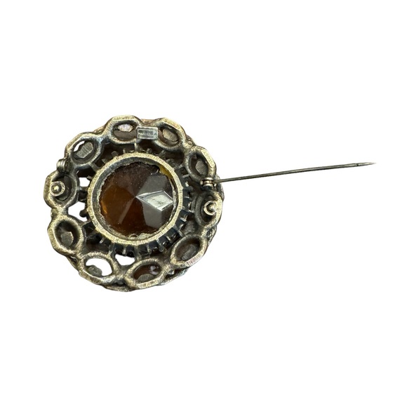 Vintage Marvella Citrine Stone Brooch Pin - Picture 8 of 11